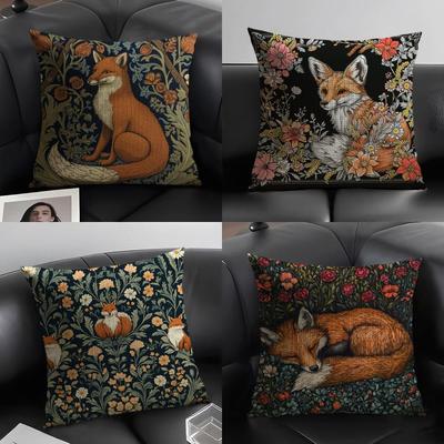 William Morris Art Fox Pillow Case Pattern Printed Pillowcase For Living Room Sofa Cushion Cover Bedroom Decor