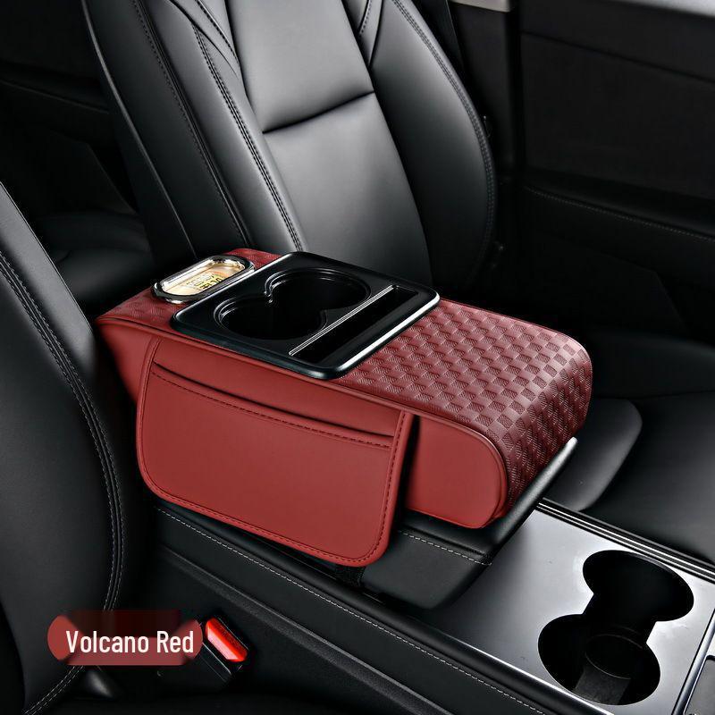 

Универсальная подушка подлокотника для автомобиля с хранением, коробкой для салфеток и приподнятой опорой для локтя.