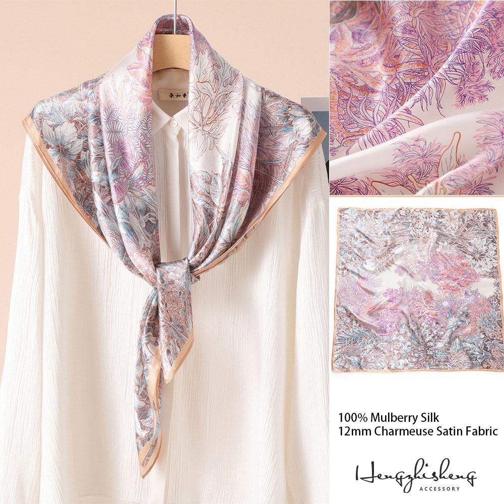 88x88cm 100% Maulbeerseide Köper Schal Luxuriöses Übergroßes Quadratisches Tuch Elegantes Damen-Tuch für Frühling Sommer Herbst