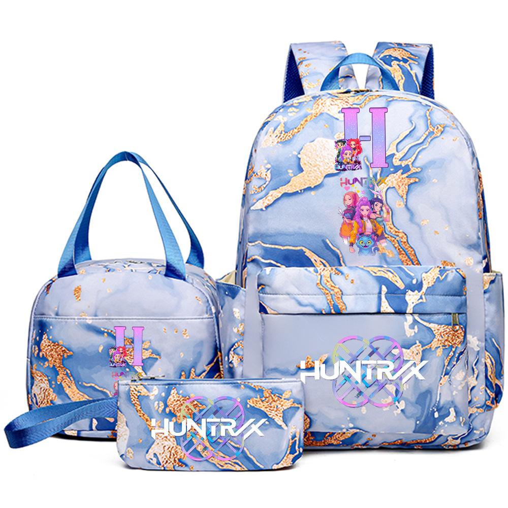 3-teiliges/Set Anime Rucksack mit englischen Buchstaben A-Z Aufdruck, Handtasche und Federmäppchen für Teenager, Schüler, Mädchen, Jungen, Kinder, Schultasche, Reisetasche
