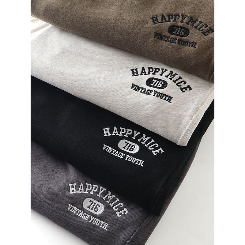 Pure Cotton Casual Shorts for Men 2024 Summer New Trendy Knitted Five-Point Pants Export Men's Pants All-Cotton Embroidered Pants