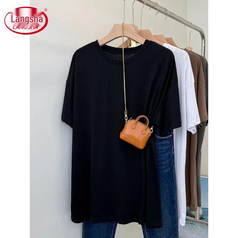 Langsha Women s Plus Size Loose Cotton Short Sleeve T-Shirt XL