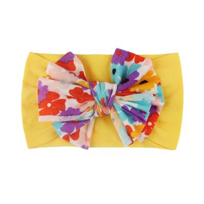 New Infant Hair Accessories, Children's Nylon Printed Bow Wide-brimmed Headscarf, Baby Knotted Headband