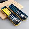 4PCS/Set Wheat Straw Tableware Box Spoon Fork Chopsticks Cutlery Dinnerware Children Adult Travel Portable Kitchen Accessories