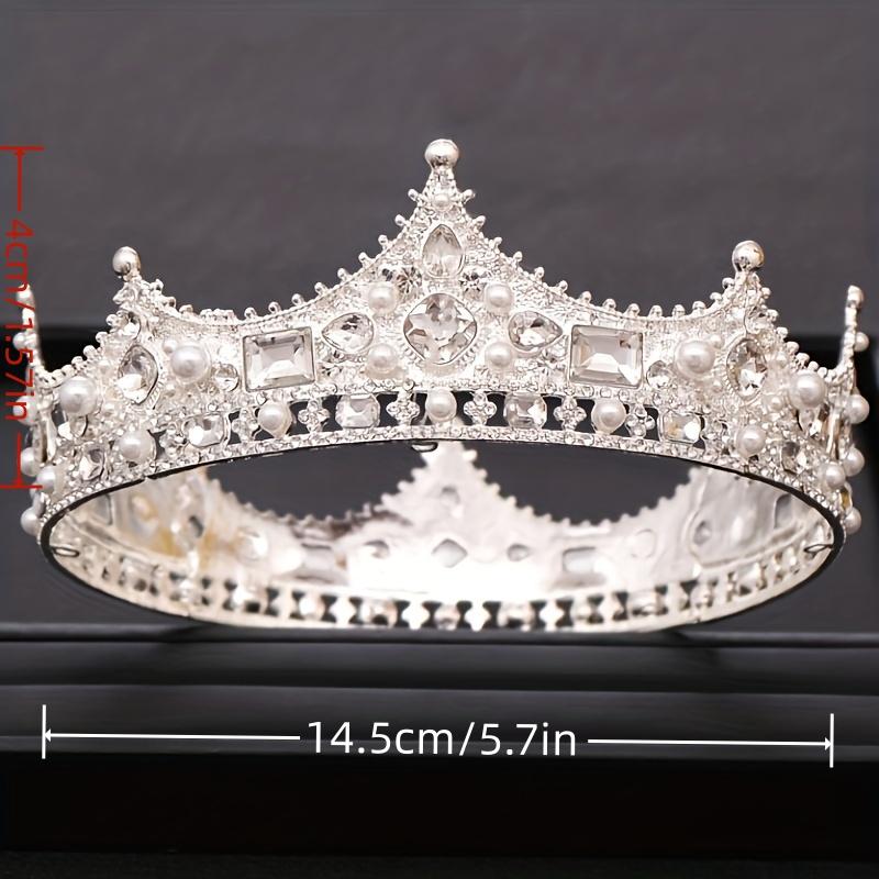Baroque Round Crown Tiara for Women Party Rhinestone Prom Diadem Crown Bridal Wedding Hair Accessories Jewelry Tiaras and Crowns
