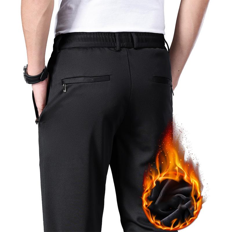 Men's Autumn Winter Loose Straight Trousers In Large Sizes with Elastic Band In Youth Business Casual Style Monochrome Trousers