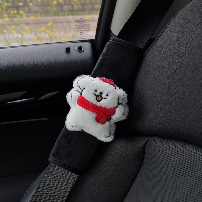 Line Art Puppy Car Seatbelt Shoulder Pads Cute Car Decoration Shoulder Pads In-Car Couple Decorations