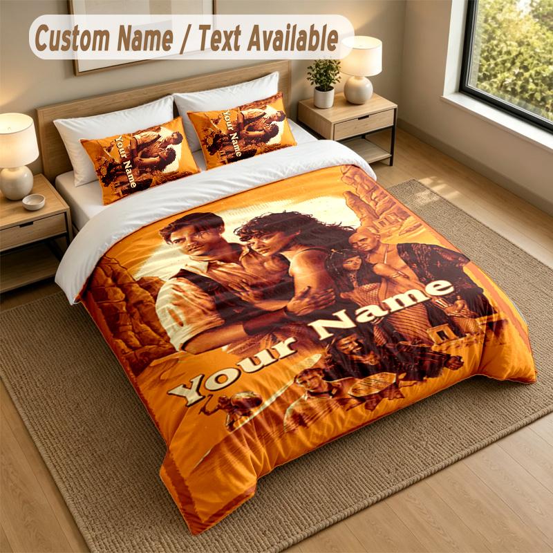 3Pcs Bedding Set Custom Name Text, 1 Sheet 2 Pillowcases Home Bed DecorThe Mummy