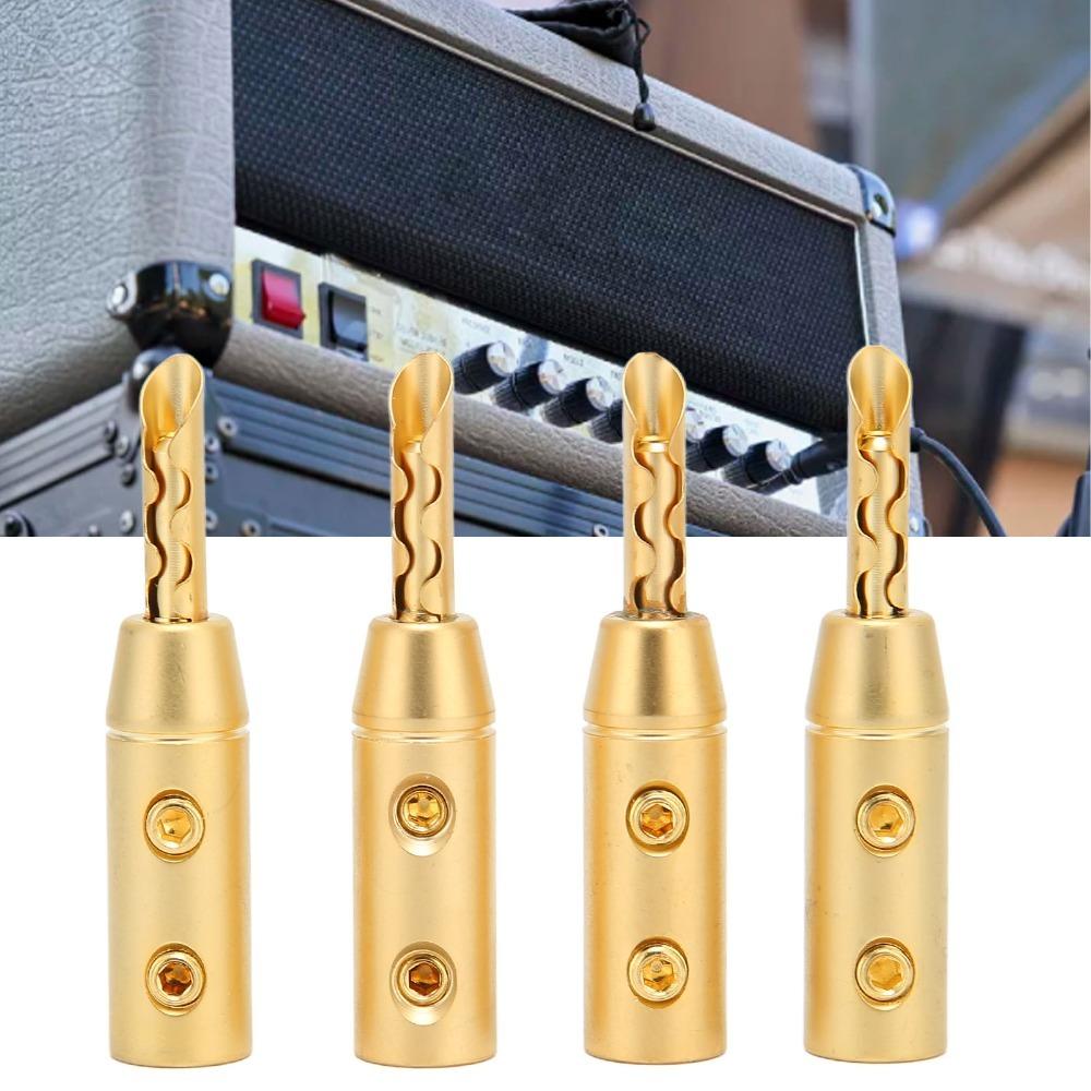 4PCS Double Screw BFA Banana Plug Gold Plated Open Screw Banana Plugs For Audio Video Receiver