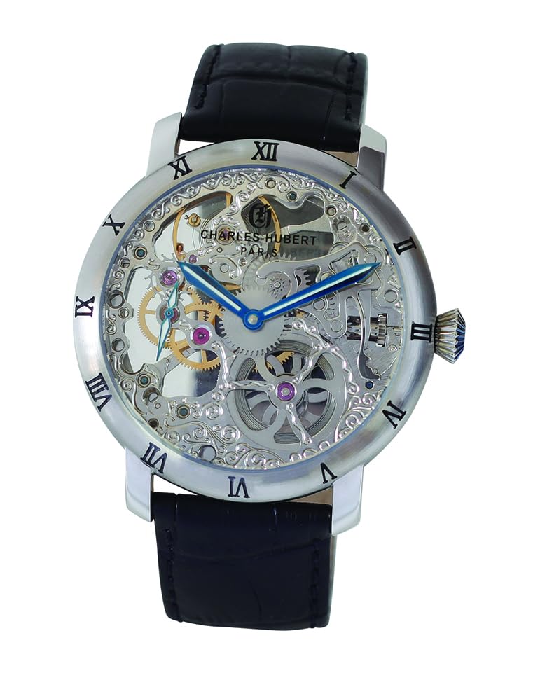 

Mechanical Manual Winding Skeleton Watch Black [Charles Hubert] 4038-C Men s