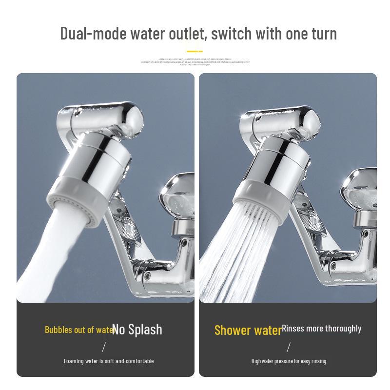 Universal 1080° Rotating Faucet with Lifting Anti-Splash Spout for Bathroom Face Washing and Brushing Teeth