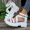 Plus Size Women's Roman Style Hollow-Out Platform Sandals with Thick Soles