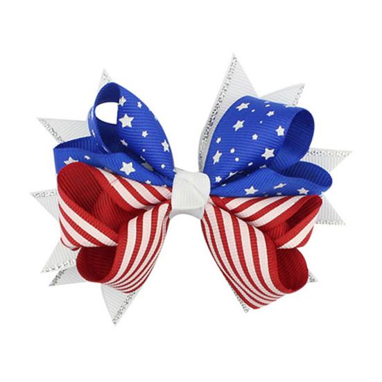Kids Star Stripe US Flag Bowknot Hairpin Hair Clip Independence Day Party Prop