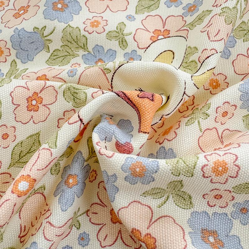 Floral Printed Cotton Coarse Cloth Bed Sheet and Duvet Cover Set for Dorm or Bedroom