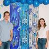 1/2/3Pcs Hanukkah Rain Curtain Background Shiny Metal Texture Three-Color Gradient Visual Effect Rain Curtain Holiday Decoration