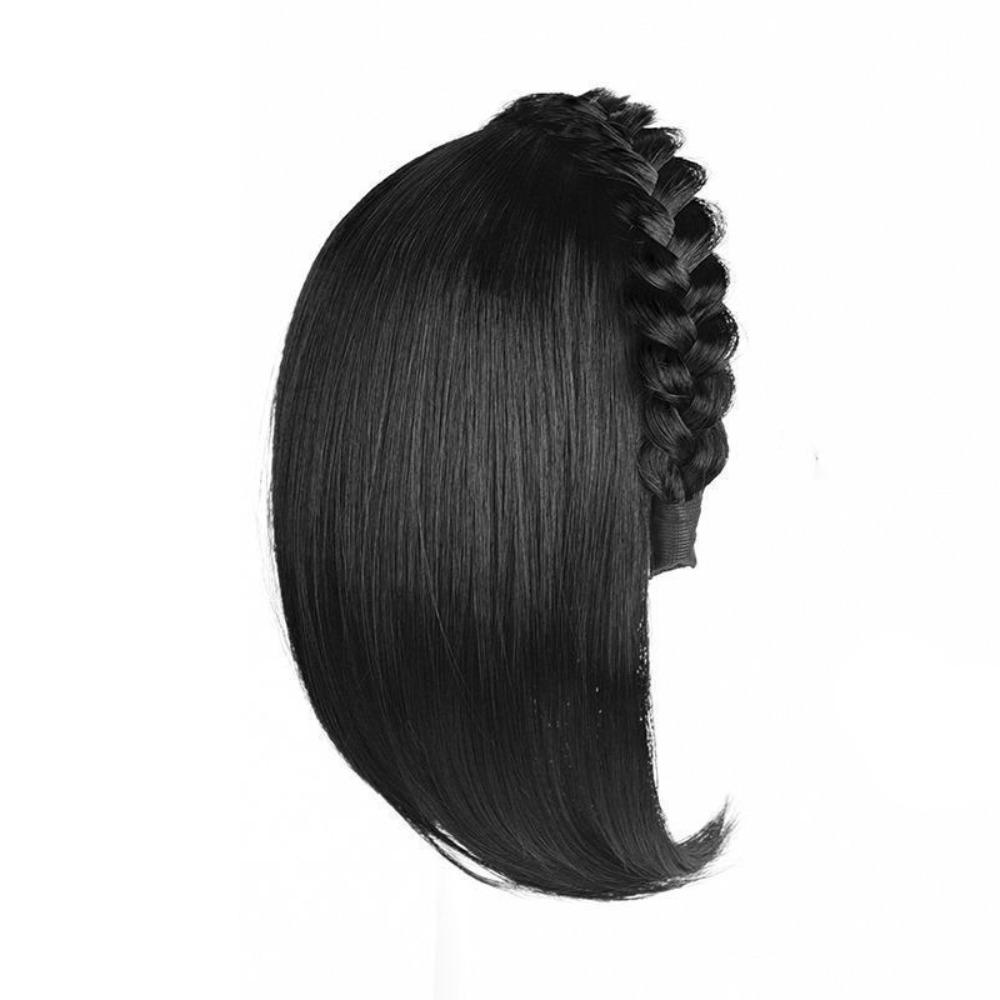 Clip In Half Headband Wig Hair Hoop Wig Replacement Block Twist Braided Fishbone Hairpiece  Party