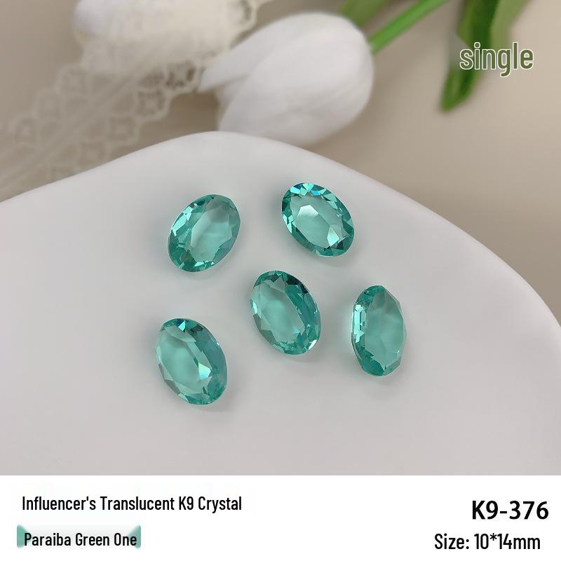 K9 Ice Olive Green & Sea Blue Gem Nail Decorations - Pointed Tip Diamonds
