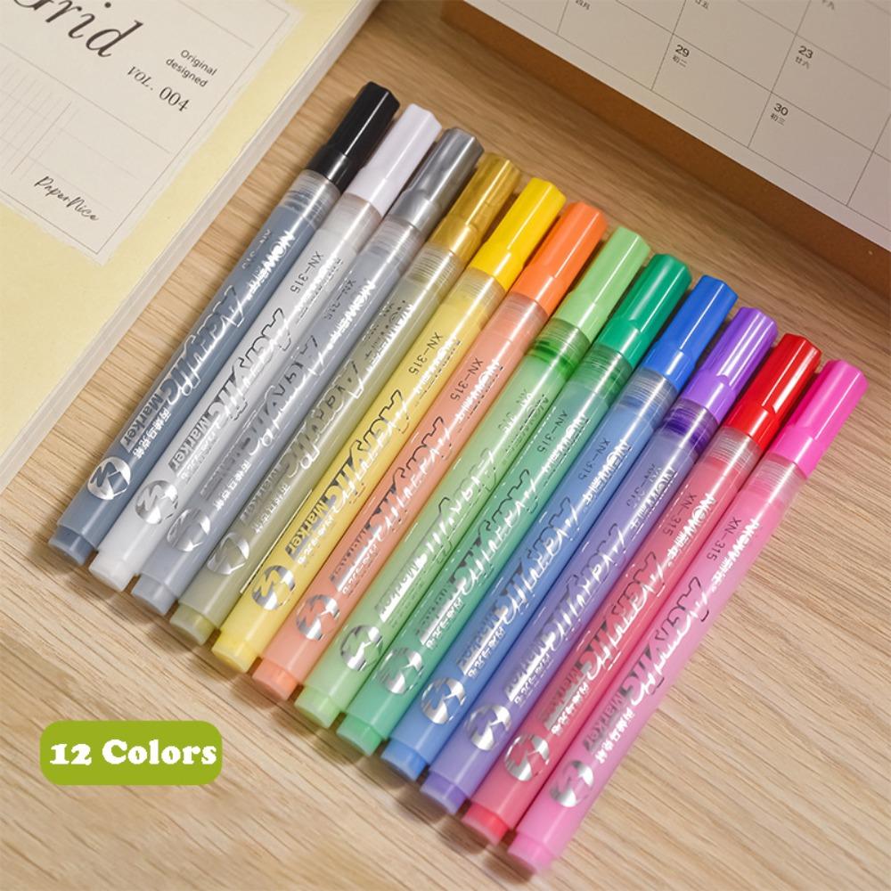 

Гладкий акриловый маркер 12 цветов, акварельный маркер, маркер для рисования для бумаги/стекла/дерева/металла/ткани