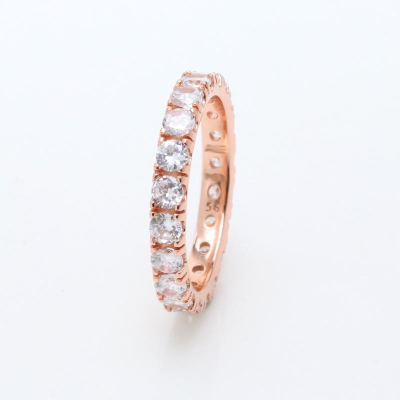 Rose Gold Sparkling Zirconia Ring - European American Fashion Women's Light Luxury Eternal Band