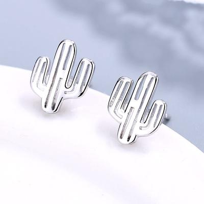 S925 Sterlingsilber Kaktus Ohrstecker Mori Stil Schlicht Koreanischer Stil Alleskönner und Niedlich Pflanze Mädchen Silberohrringe