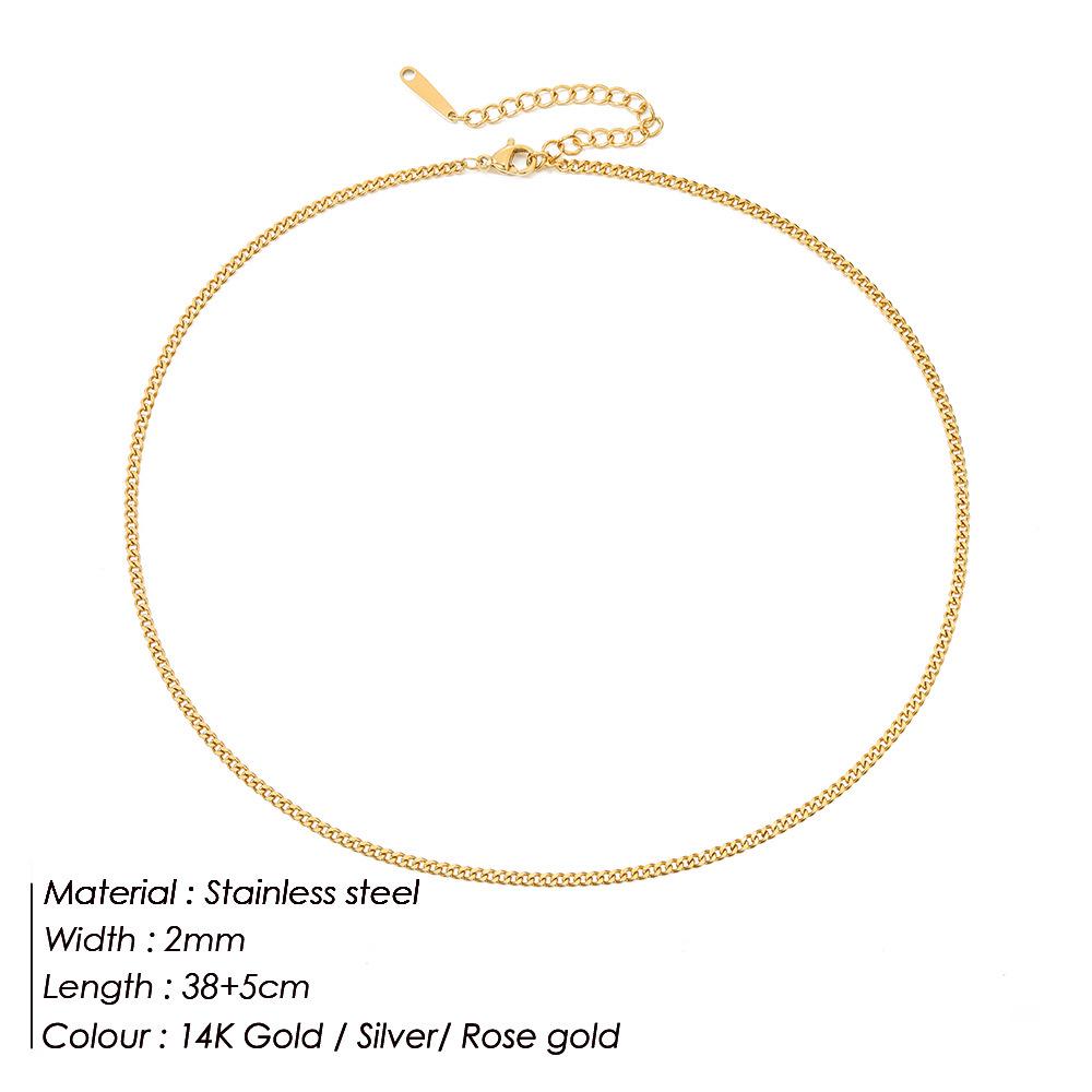 Trendy Light Luxury Gold-Plated Cuban Link Clavicle Necklace – Versatile, Layered Design for Women