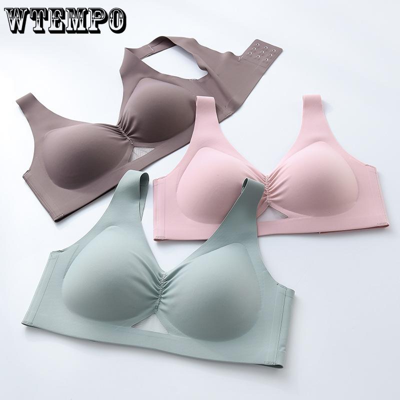 

Smooth Seamless Bra Thin Women s Summer Without Steel Ring Gathering Anti Sagging Soft Support Sports Bra M чорний