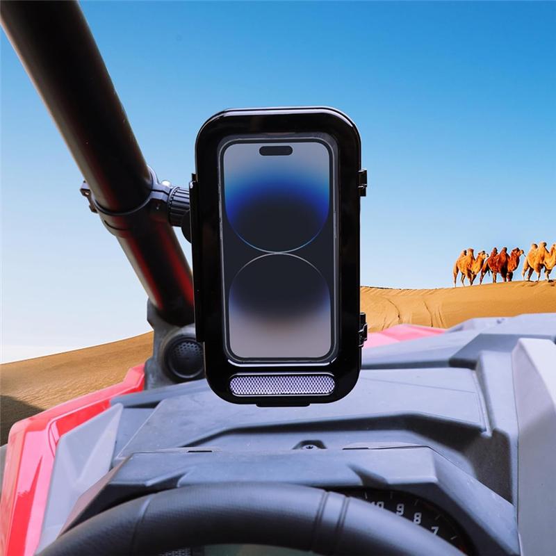 UTV ATV Phone Mount Waterproof Holder For Polaris RZR Ranger General Pioneer Talon Can Am Commander Maverick X3-X67A