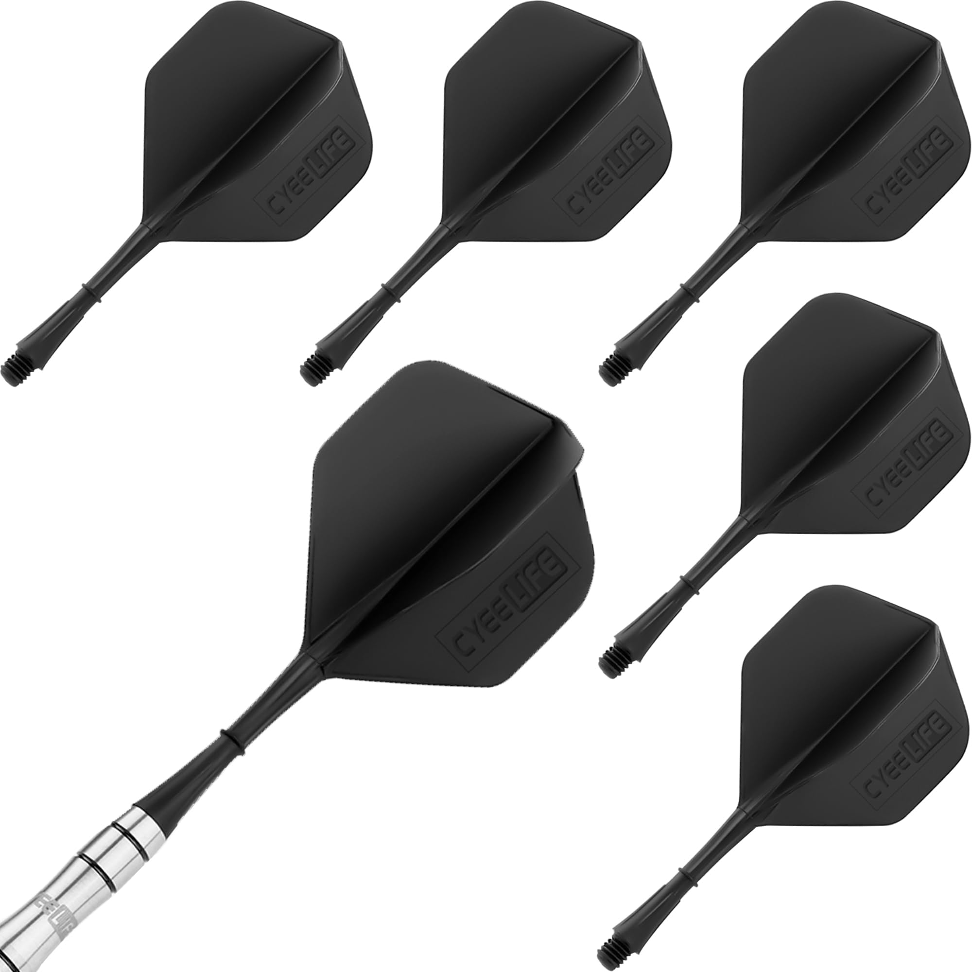 

CyeeLife 6-pack integrated dart flights and shafts, one-piece accessories 2BA&CF01 чёрный