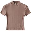 European & American Style High-Neck Slim-Fit Short-Sleeve Women's Crop Top