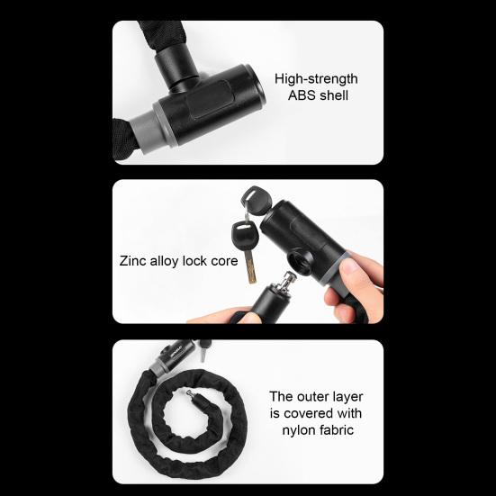Bicycle Chain Lock with 2 Keys Long Heavy Duty Waterproof Universal MTB Road Mountain Bike Anti-Theft Security Lock Bike
