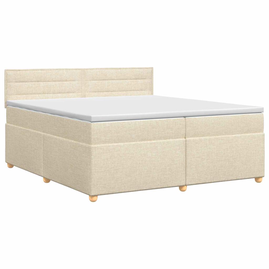 Box Spring Bed with Mattress Cream 200 x 200 cm Fabric