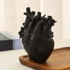 Black Anatomical Heart Vase Simulation Heart-Shaped Art Resin Vase Decorative Potted Flower Vessel Gift Room Office Desk Decor
