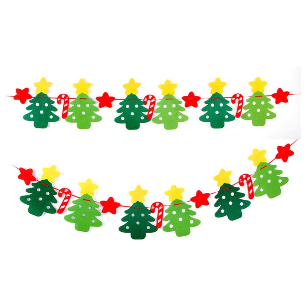 Fabric Xmas Ornaments Hanging Banner Christmas Decoration Party Supplies Christmas Pull Flag