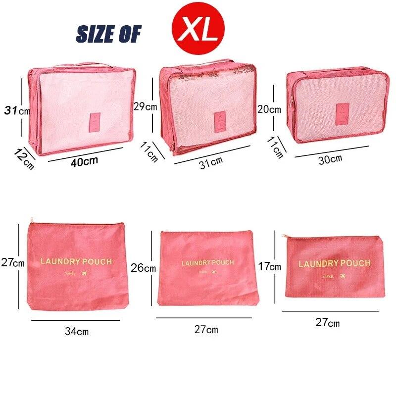 6PCS Large Size Travel Organizer Portable Suitcase Organizer Clothes Shoes Makeup Bag Luggage Organizer Travel Storage Bag