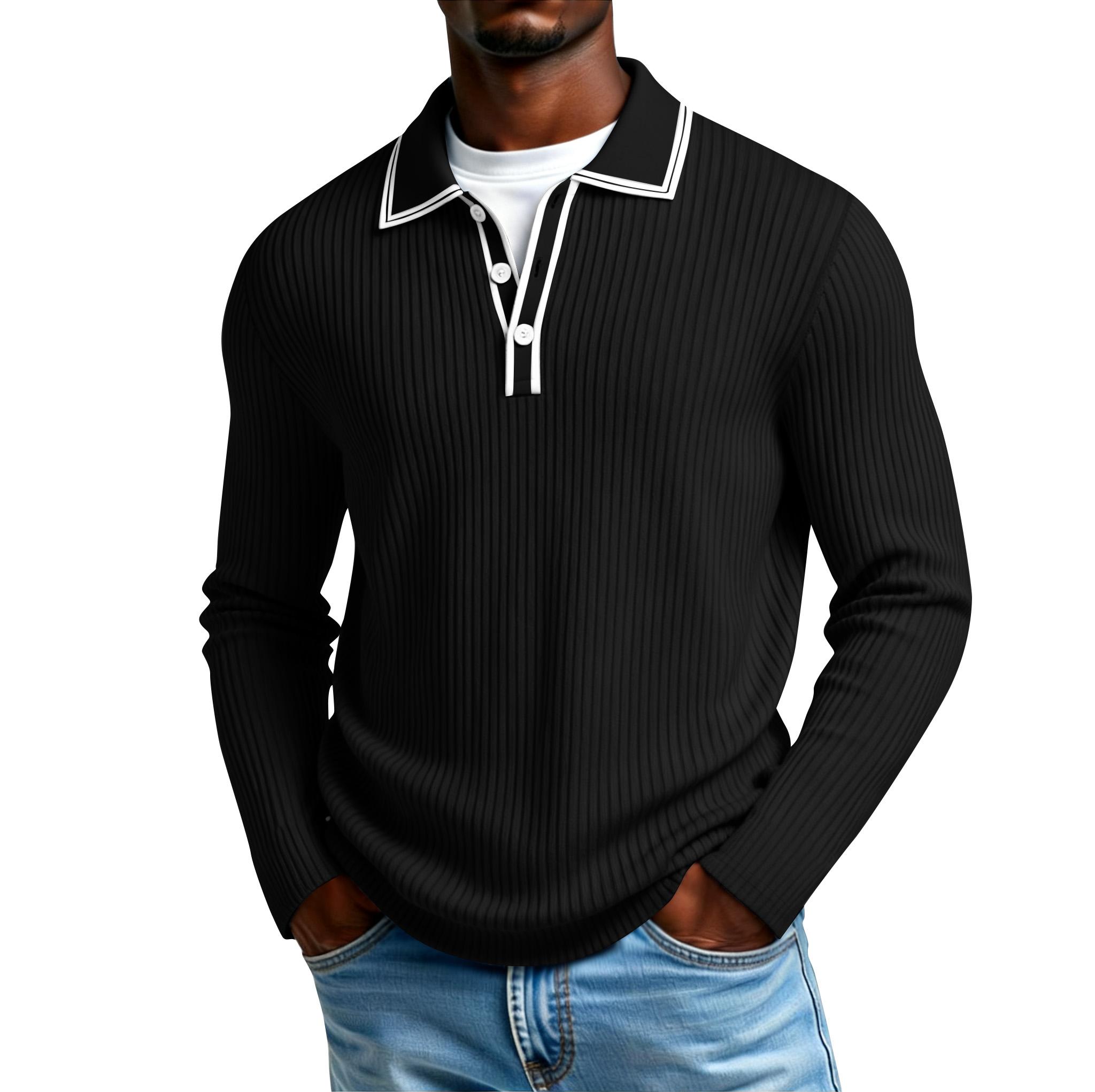 Men s Color Button Lapel Pocket Long Sleeve Top Men s Casual Fashion Long Sleeve Top L