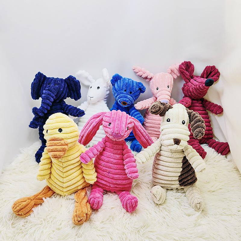Corduroy Plush Dog Toy: Sounding, Teething, Teeth Cleaning, Boredom Relief with Monkey & Fox Designs.