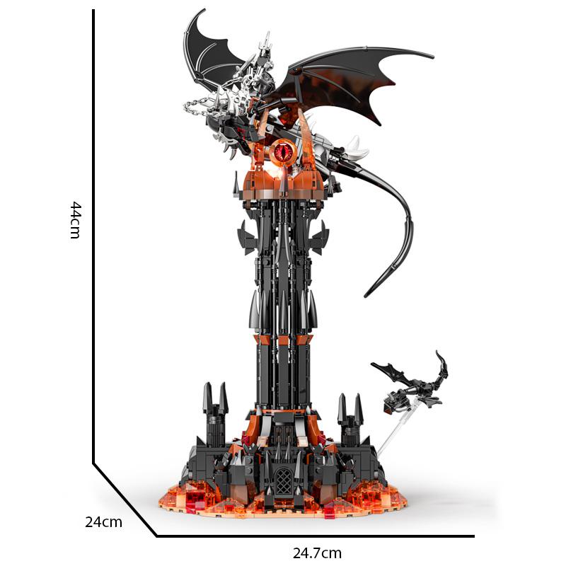 MOC Lord Rings Movie The Fell Beast Magic Tower With Led Lights Magic Fortress Castle Assemble Collection Bricks Model Toys Gift