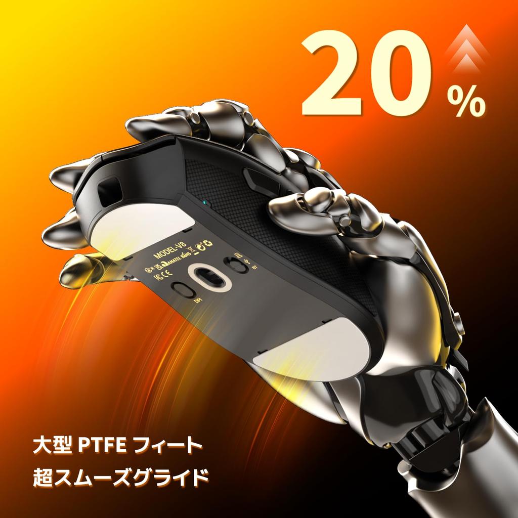 ATTACK SHARK V8 Gaming Mouse with Nordic54L15 PAW3950MAX Fine Three Connection Modes Dual 8K Report 100 Million Hours Battery Cloud Independent Sheet