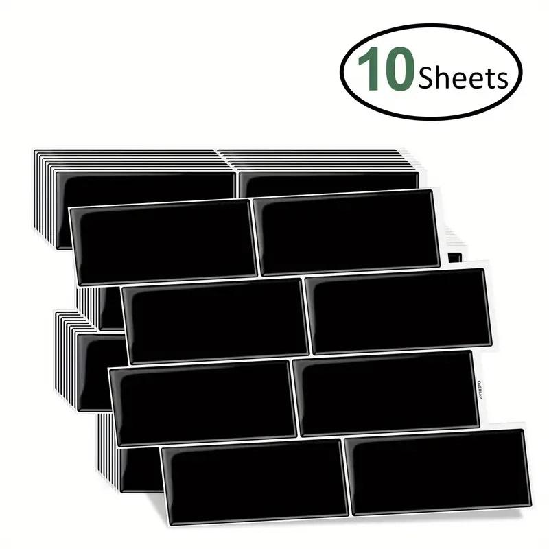 10 Pieces Premium Waterproof Wallpaper 3D Peel and Stick Subway Wall Tile Sticker for Kitchen & BathroomChildren's Room