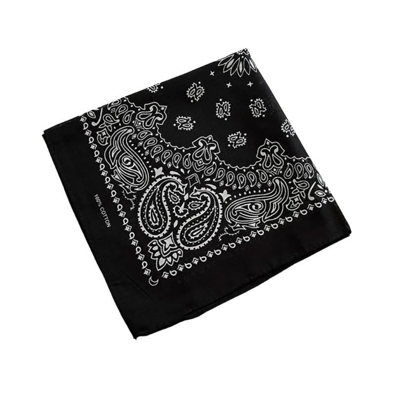 Square Cotton Cashew Flower Print Bandana Unisex Head Wrap Decorative Head Scarf For HipHop Dancing and Street Wear