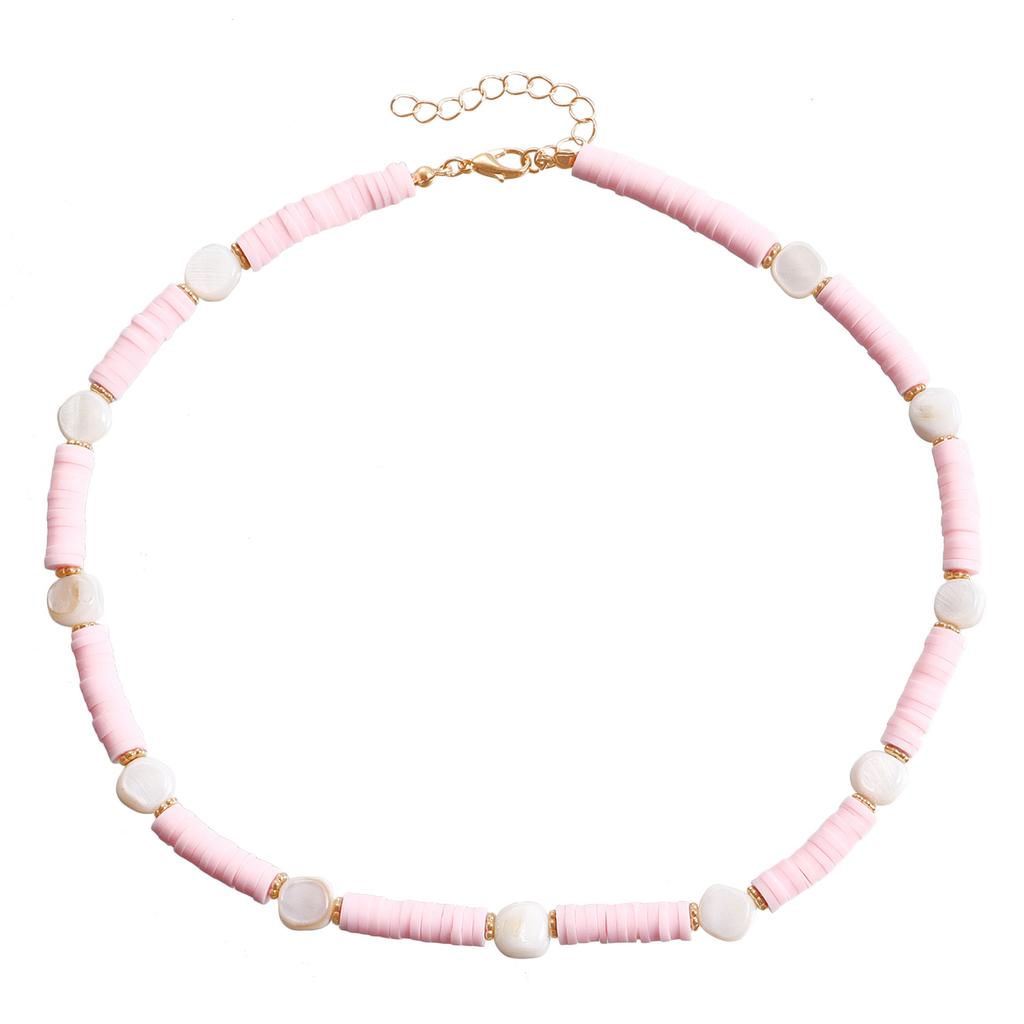Bohemian Resort Beach Wind Colorful Pottery Sheet Beaded Necklace Women'S Wind Bracelet Charm