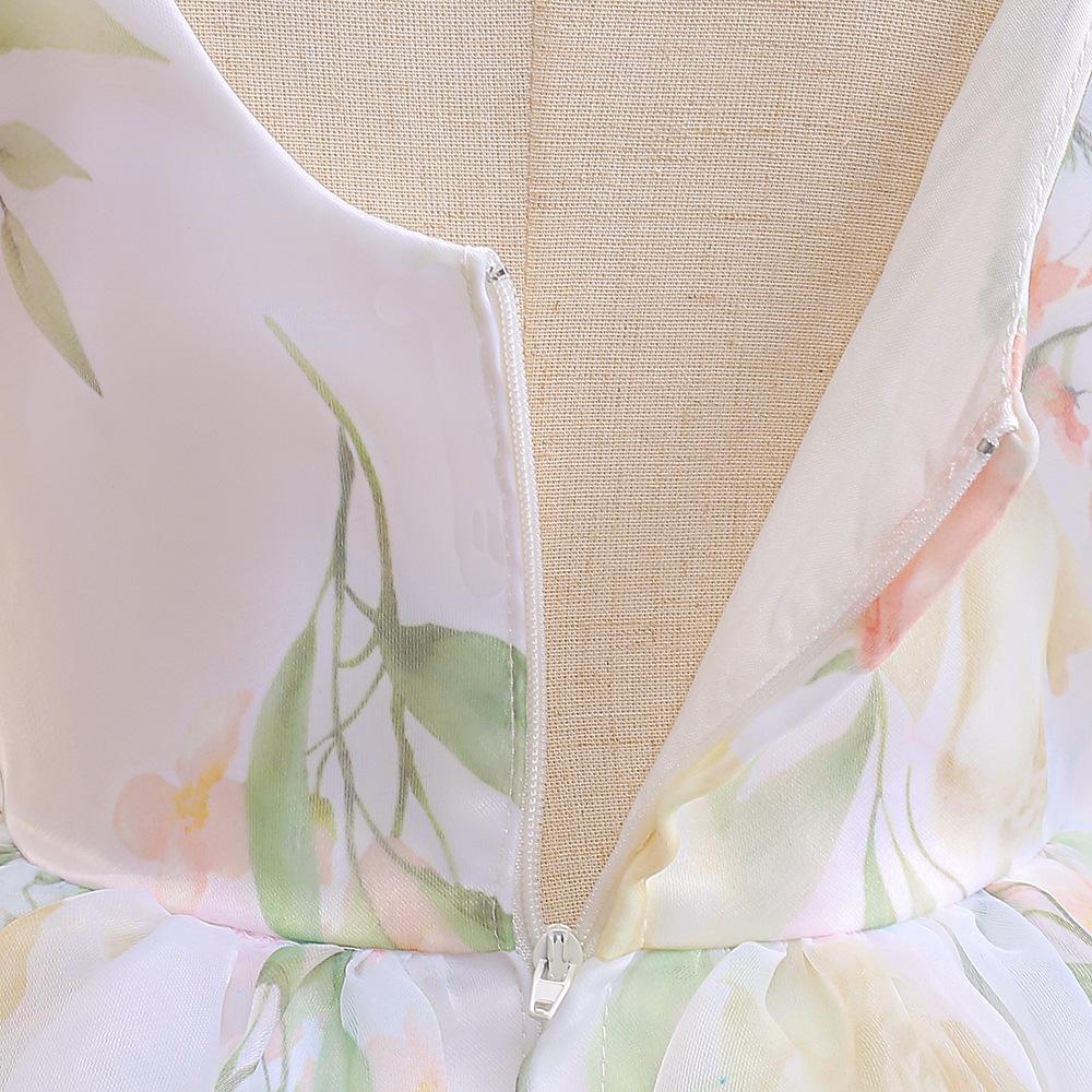 Girls' Dress  Puff Sleeve Princess Dress Children's Floral Dress Mesh Fluffy Dress