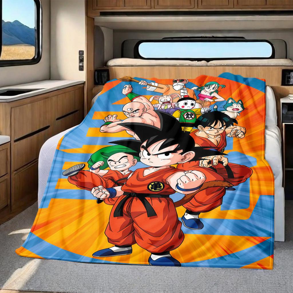 1PC Son Goku  Print Flannel Blanket, High quality All Seasons, Home Decor, Warmth and Comfort, Perfect for Christmas Gifts