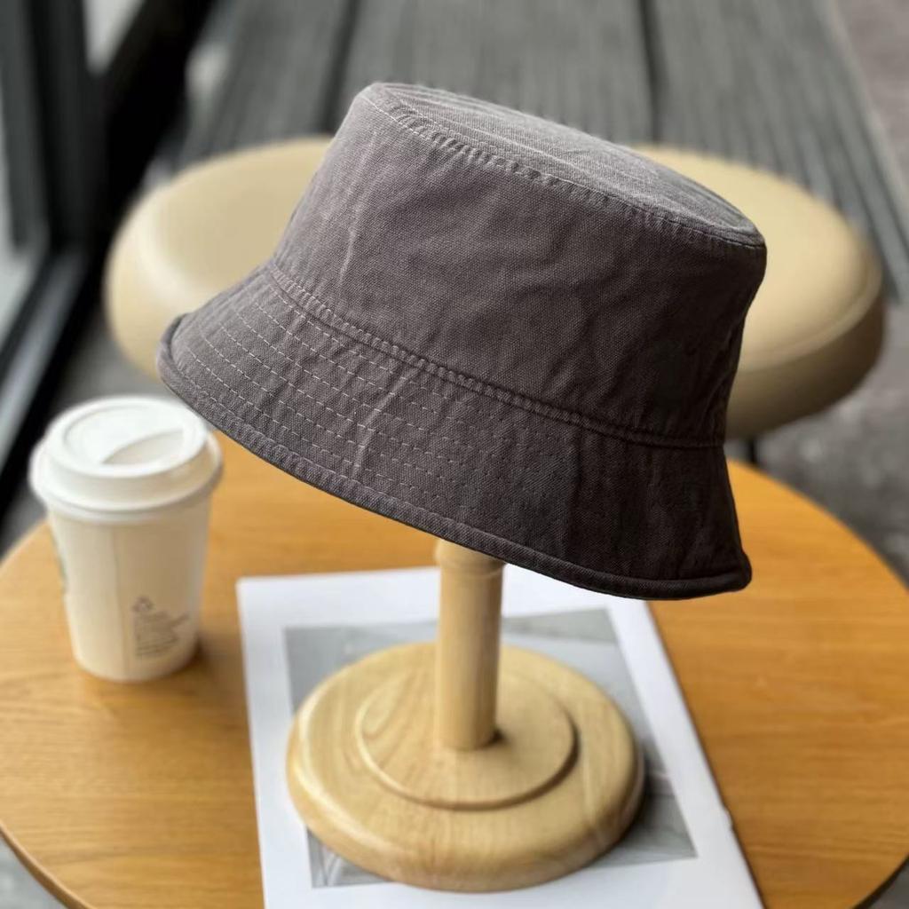 Tooling wind camping washed solid color bucket hat men versatile face covering hip hop street hat retro basin hat