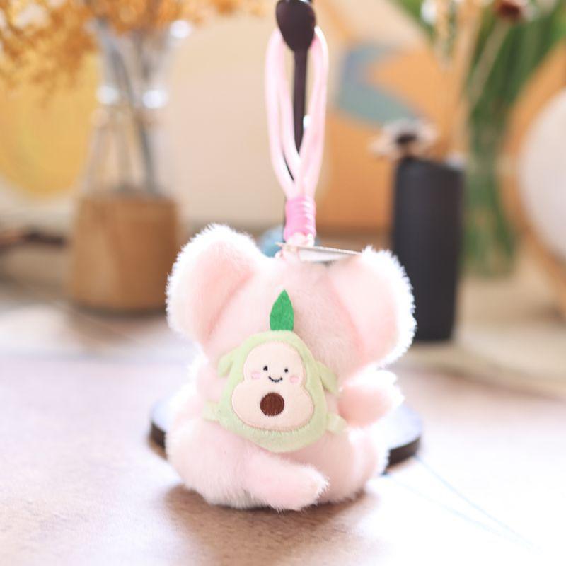 1Pcs Cute Plush Elephant Keychain Soft Stuffed Animal Pendant Colorful Fluffy Doll Bag Charm For Backpack Decor Gift