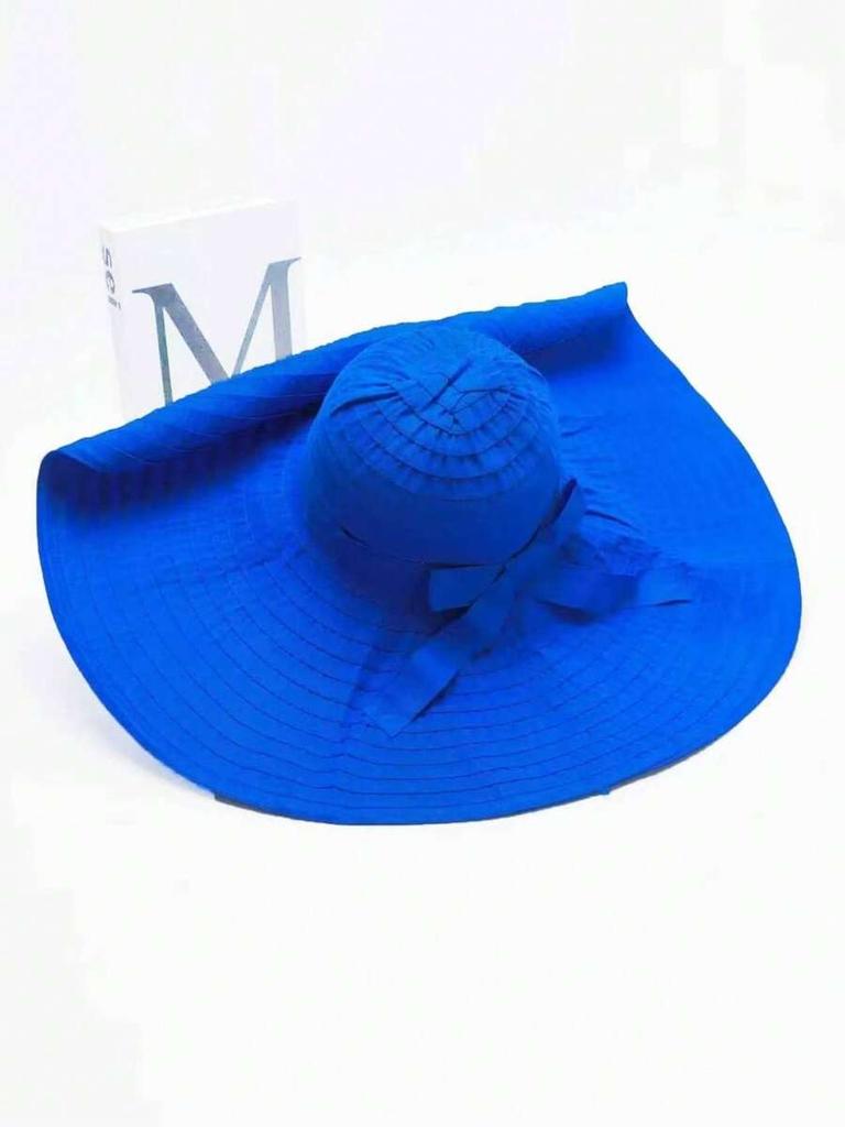Cappello da Sole da Donna in Paglia con Tesa Extra Larga e Calotta Rotonda, Pieghevole, Monocolore, Cappello da Spiaggia