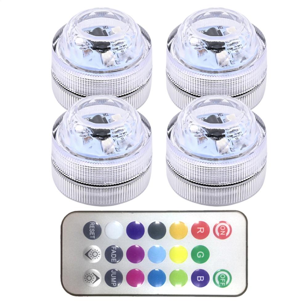 2/4pcs Remote Control Car LED Interior Ambient Light Colorful Adhesive Decoration for Auto Roof Foot Atmosphere Lamp