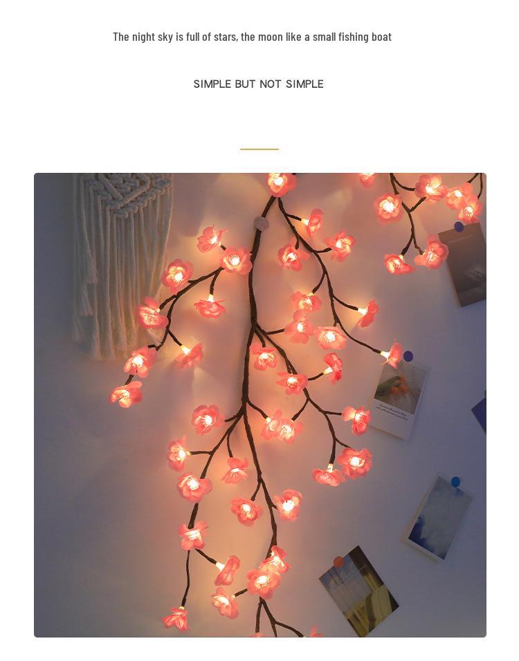 Cherry Blossom LED Rattan Branch Lights - Flexible Indoor Atmosphere Decor