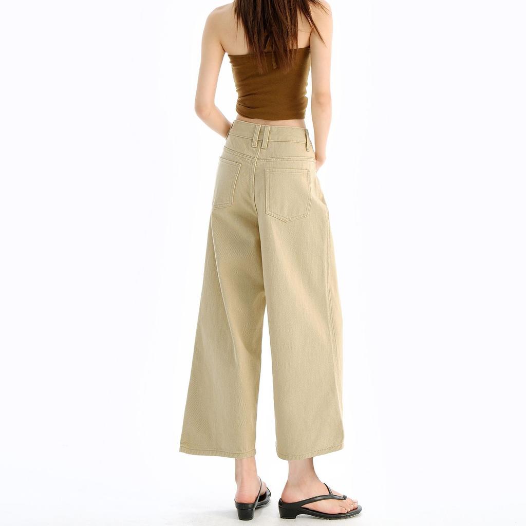 Summer Khaki Thin Simple Relaxed Slim Eight Points Casual Denim Pants Women Casual Pants Oversize Denim Trousers