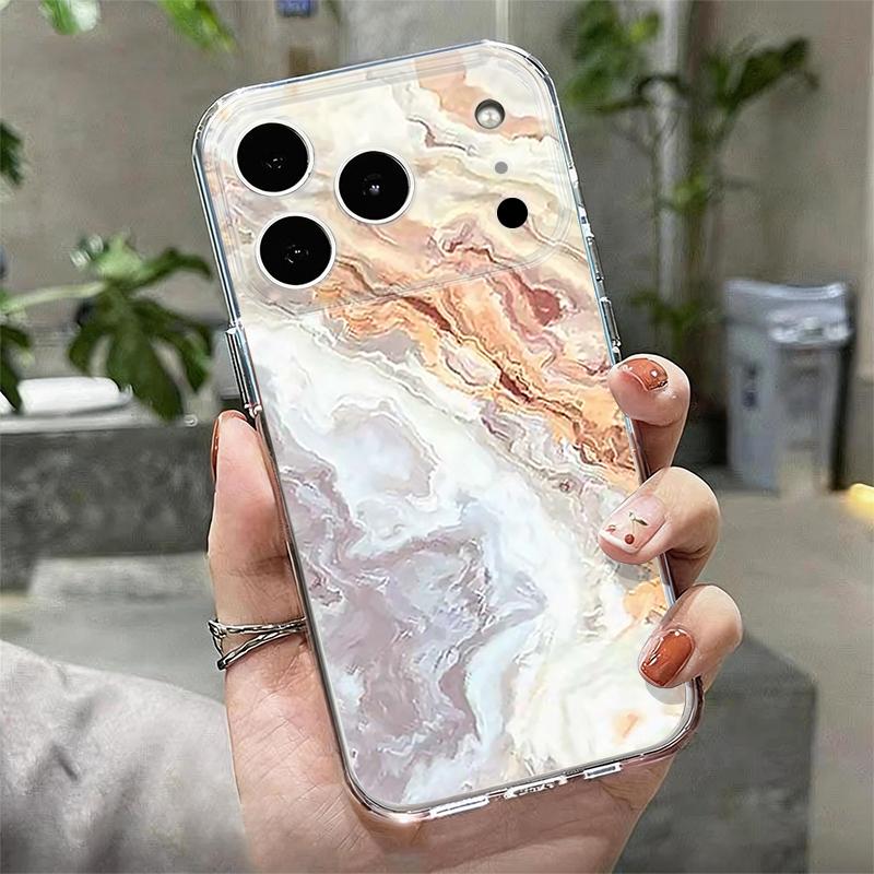 Gilding Marble Pattern Case For iPhone 17 Pro Max Coque iPhone 16 15 14 13 12 Pro Max 11 Clear TPU Silicone Soft Cover